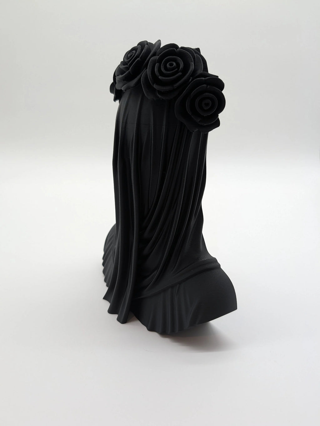 The Last Rose Gothic Wall Art – Veiled Woman with Roses