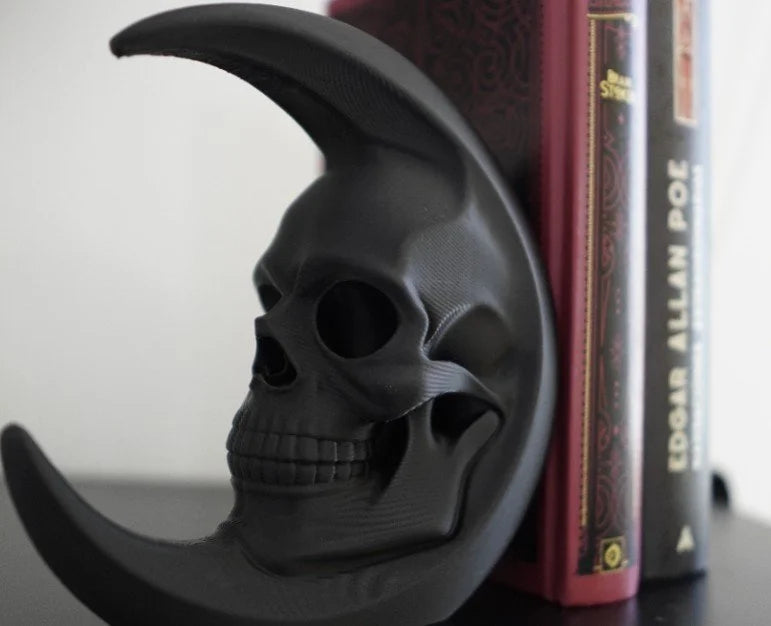 Skull Moon Bookend Gothic Home Decor Skull Decor