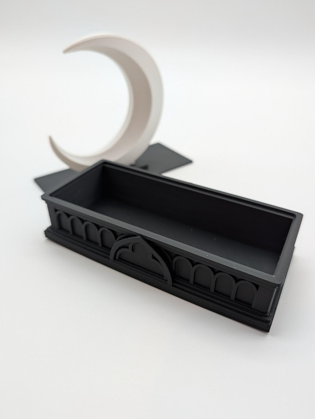 Gothic Crescent Moon with Cathedral Arches Decor